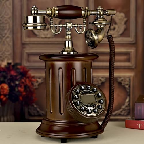 Landline Phone,Retro Corded,Vintage Telephone,Classic Wood Antique Push-Button,Home Office