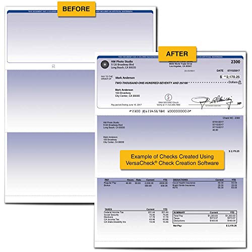 VersaCheck ValueChex - 1000 Blank Business Voucher Checks - Blue Graduated - 1000 Sheets Form #1000 - Check on Top