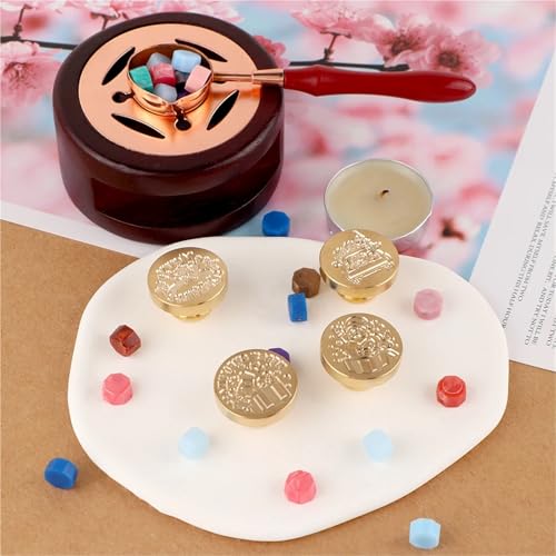 Wax Stamp 2pcs Gifts Wax Seal Stamp Head Removable Sealing Brass for Creative Gift Envelopes Invitations Cards Decoration