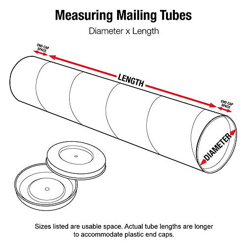 Box USA White Mailing Tubes with Caps, 4" x 26", Pack of 15, for Shipping, Storing, Mailing, and Protecting Documents, Blueprints and Posters