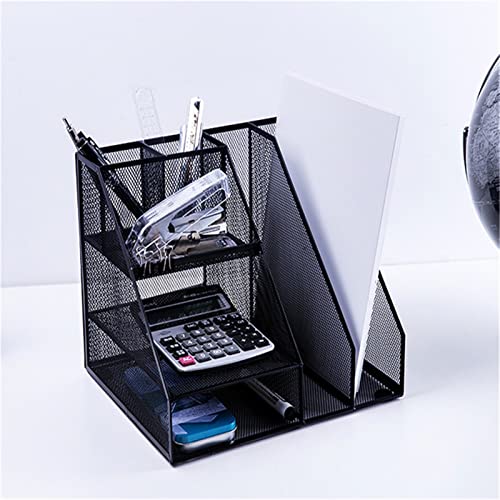 Desk File Organizer,Desktop Organizer File Sorter File Magazine Folder Holder Desktop Grid Metal File Rack Office Desk Multifunctional File Holder Document Organizer 31.1×25.8×25.5Cm File Organizer