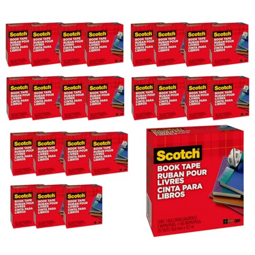 Scotch Book Tape, 2 in x 540 in Rolls, 24-Pack