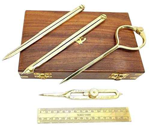 NAVIROCK Brass Divider Drafting Tool, 8 in., Wooden Case
