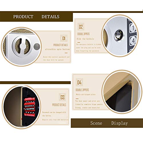 Keypad Digital Lock Safe Box Coin Bank Fireproof Locker with Security Wall-Anchoring Mounting Security Cabinet for Business to Jewelry Money Gun Valuables Passport(9.05in6.69in6.69in) (Black)