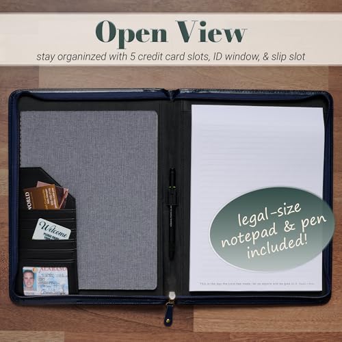 Christian Art Gifts Premium Vegan Leather Inspirational Scripture Zippered Portfolio for Women & Grads: I Know the Plans Bible Verse, Notepad/Pen/Highlighter Combo, Card Slots, Navy Blue & Gold Floral