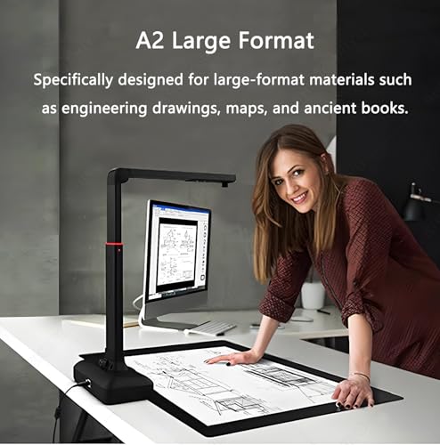 SHENGSHIYU A2 Overhead Scanner 23MP,Curved Flattening,Ocr,Background Removal,Auto Deskew,Video Recording,Qr/Invoice Recognition,Book Scan,LED Light,Portable Scanner for Archiving,School & Office
