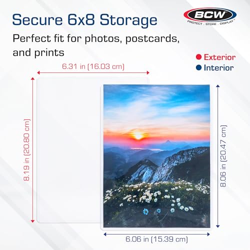 BCW 6x8 Photo Topload Holders for Photos and Postcards, Clear, 25 Count