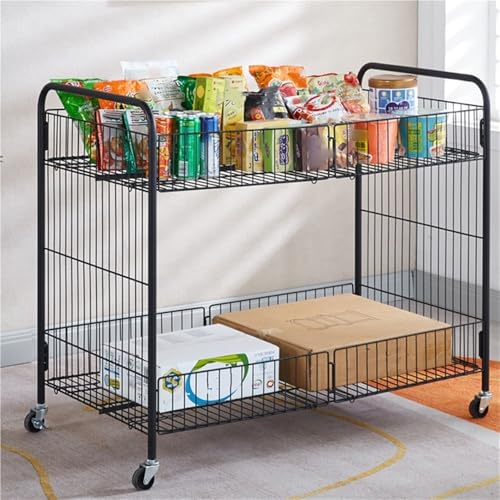 VyhPJg Foldable Metal Candy Display Cart with Wheels, Charcuterie Cart with Storage Shelf, Mobile Food Cart for Retail Stores, Supermarkets, Night Markets(Black,100cm-39.4in)