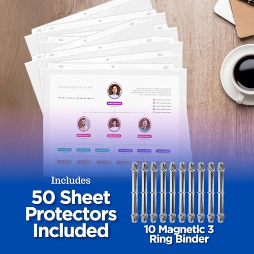10 Pack Magnetic 3 Ring Binder, 1 Inch D-Ring Locking for Hanging