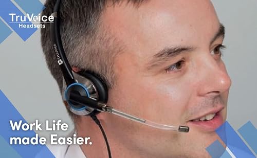 TruVoice HD-350 Deluxe Headset with Noise Reduction Voice Tube & HD Sound - Compatible with Yealink, Grandstream, Sangoma, Ooma and Snom Desk Phones