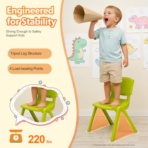 6Pcs Stackable School Chairs, Colorful Kids Plastic Chair, Colorful1