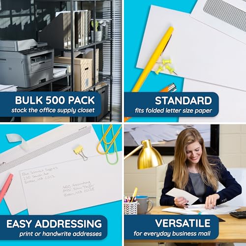 Blue Summit Supplies 500#10 Windowless Security Envelopes, Self Seal