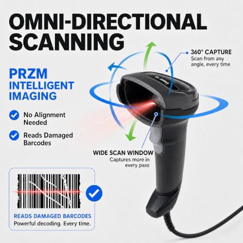 Zebra DS2208-SR Corded General Purpose 1D/2D Barcode Scanner, USB
