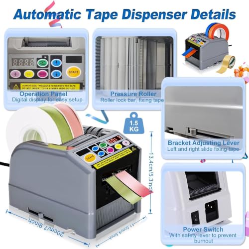 Compact Size Electric Tape Dispenser with Complete Power Cord, Multi-Material Cutting Design, Ideal Accessory for Warehouse Packing and Electronic Component Processing