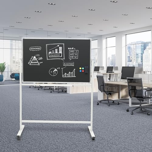 Excello Global Products 48" x 32" Reversible Chalkboard on Wheels (White Frame)