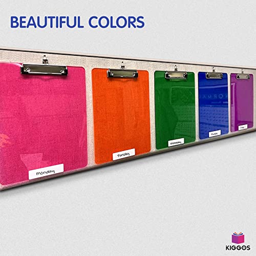 KIGGOS Acrylic Clipboards 12.5 x 9, Transparent Assorted Colors 25 Pack Letter Size Clipboards with Low Profile Metal Clips, Hold up to 100 Sheets, Lightweight Set for Classroom, School, Office & Home
