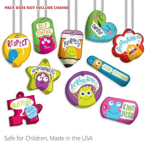 Brag Tags Build & Support Good Character Traits & Behavior in Kids & School Students Monthly Character Value Pack: 500 Brag Tags (50 for Each Design)