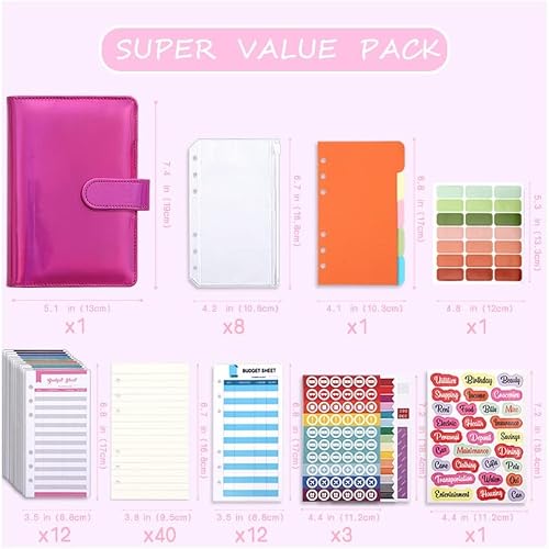 A6 Loose-Leaf eather DIY Binder Notebook Cover Diary Agenda Planner Paper Zipper Money Saving Envelope