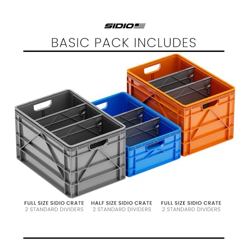 SIDIO Basic Pack, Heavy Duty Stackable Storage Bins, SIDIO Variety Pack