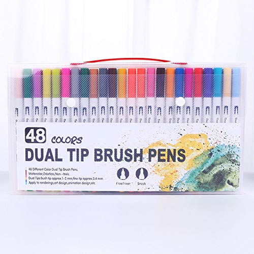 Watercolor Pen Watercolor Pen Brush Markers Dual Tip Drawing for Bullet Journal Art Markers 12 24 36 48 60 72 100 120 Colors Pens 24Colors White (48 Colors White)