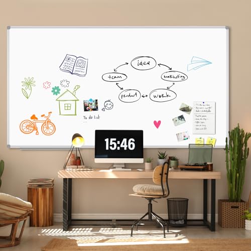 JILoffice Large Magnetic White Board, Dry Erase Whiteboard 96 x 48 Inch, 2 Pack, Silver Aluminum Frame Wall Mounted Board for Office Home and School