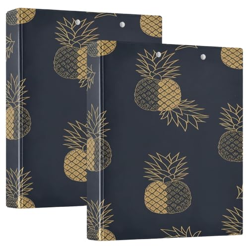 Xpdkjwd Pineapple Theme 3 Ring Binder Can Hold 200 Letter Size Binders, Suitable for Home, Office, Dormitory, 2Pcs