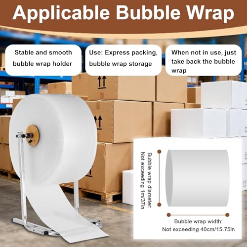 Vertical Bubble wrap roll Holder, Bubble Wrap Dispenser Silver Multiple Widths(Width 120cm)