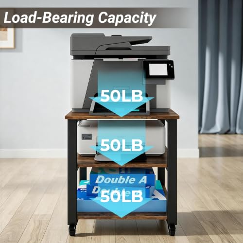 Natwind 3 Tier Laser Printer Stand,20''x20'' Side Table for Printer, Retro