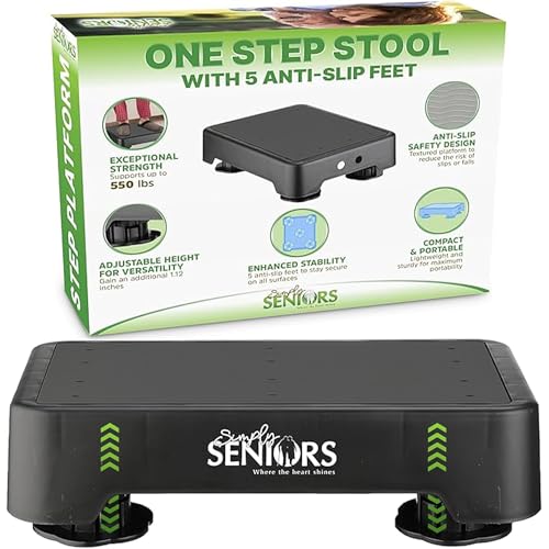 Simply Seniors Small Step Stools for Adults - Black Stepping Stool Platform