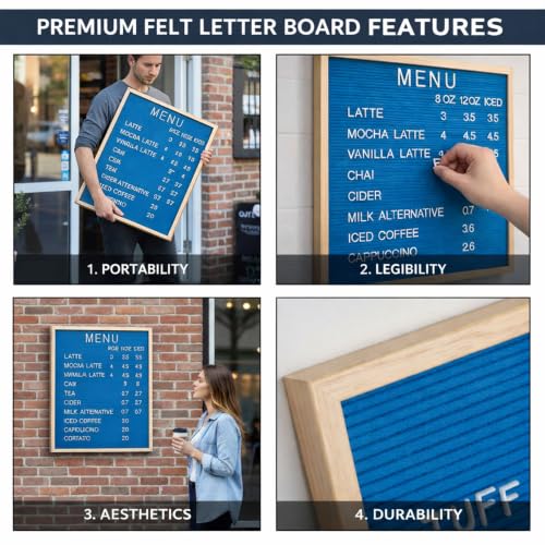 24 x 30 Inch Blue Felt Letter Board for Menus and Price Displays