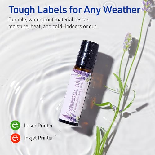 Avery® Outdoor Waterproof Rectangle Labels, Sure Feed® Technology, 0.5" x 1.75", White Film, Print-to-the-Edge, Compatible with Laser Printers, 6000 Labels Total