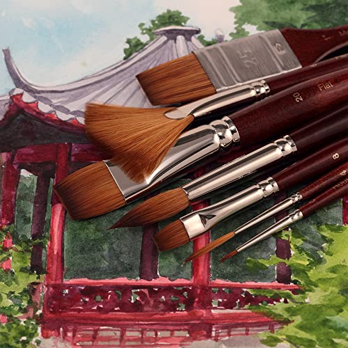 Creative Mark Mimik Kolinsky Watercolor Brush - # 24 Bright - Long Handle Synthetic Paint Brush - Handmade in Germany - Synthetic Sable Paint Brushes for Professional Artists - Animal-Friendly