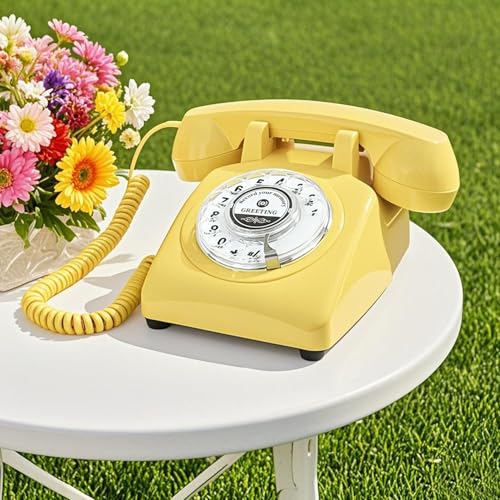 Vintage Voice Recording Guest Book Telephone – Audio Guest Book Phone for Weddings, Bridal Showers, Anniversaries & Special Events, Retro Wedding Voice Recorder,USB Rechargeable, Wedding Gift(Yellow)