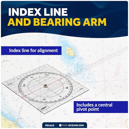 Five Oceans One-Arm Nautical Protractor Tool for Navigation Charts - FO1415