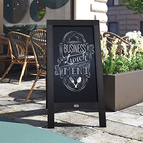 A Frame Chalkboard by HBCY Creations: 24x48 Solid Wood A-Frame Sign Black Double-Sided Magnetic Board, Chalkboard Menu Board, for Restaurants, Cafés, Weddings - Heavy Duty Hinges