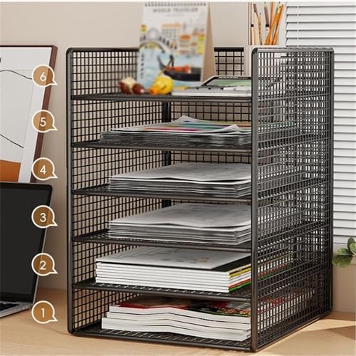 6 Tier Letter Tray Office Desk Paper Organizer File Trays, Desktop Holder for Convenient(White)