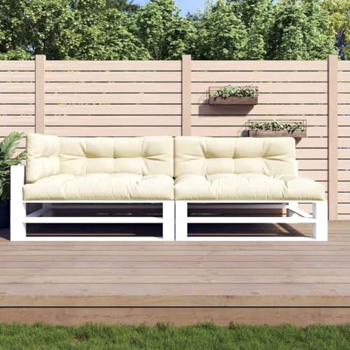 fsahslih 5-Piece Pallet Cushion Set, Cream Polyester Extra Thick Furniture Pads for Outdoor Patio Sofa and Garden Seating, 2 Seat 2 Back and 1 Side Cushion, 31.5 x 47.2 x 3.9 Inches