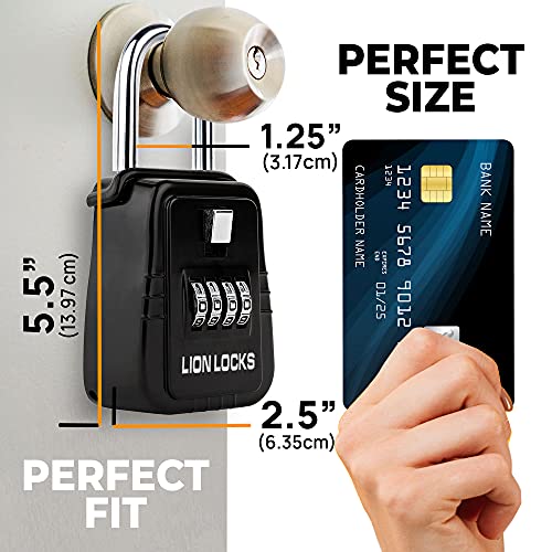 Lion Locks 1500 Key Lock Box with Code, Lockbox for Keys Outdoor, Realtor Lock Box for Short-Term Rentals, Holds 5 Keys (12 Pack, Black)