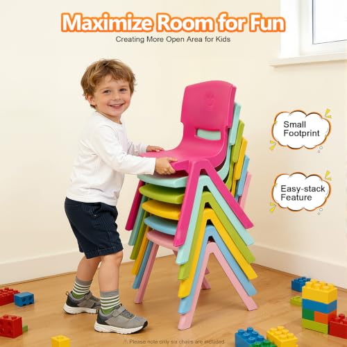 6Pcs Stackable School Chairs, Colorful Kids Plastic Chair, Colorful1