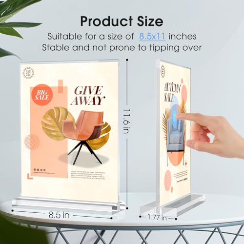 MaxGear Acrylic Sign Holder 8.5" x 11" Acrylic Stands for Display, 30 Pack