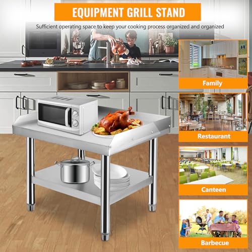 Festisoul Stainless Steel Work Table, Metal Table Kitchen Prep Surface, Equipment Grill Stand, 24 x 28 x 24 inch Metal Kitchen Prep Table with Adjustable Storage Undershelf, Utility Table, 1000LBS