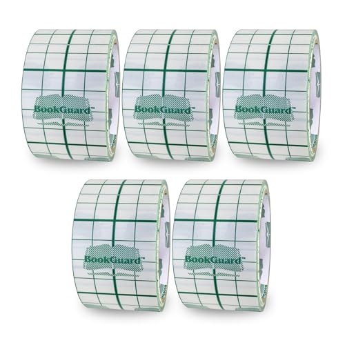 BookGuard 1 Inch Clear Archival Book Repair Tape, 10 Yard Roll, Case of 5