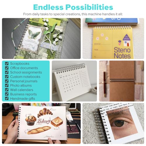 2:1 Pitch Book Binding Machine with 15 Disengageable Dies – Professional Wire 20 to 25‑Sheet Punch Capacity, Portable Binding Kit with 10PCS 5/8" Wires, Perfect for DIY Notebooks, Albums & Calendars