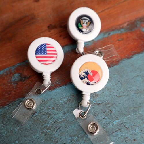 Bulk 100 Pack - Custom Badge Reels with Alligator Clip - Premium Customized Dome Label Retractable I'd Holder for Medical/Hospital Staff, Company Logo, Office and More by Specialist ID (White)