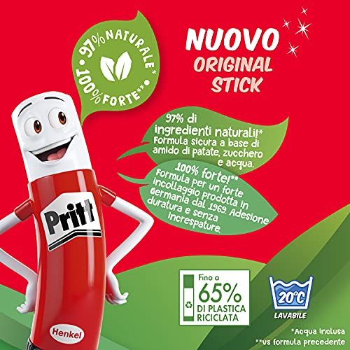 Pritt Glue Stick, Strong Bonding Adhesive for Crafts, School, 4 x 22g, 90% Natural Ingredients, Low Water Content