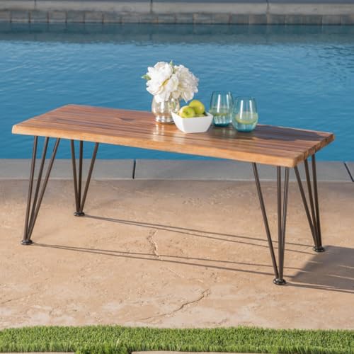 Hassyee Industrial Metal and Wood Chair Sets with Coffee Table for Indoor, Outdoor, Chic Armless Chair Sets/Table for Dining Room, Waiting Room, Kitchen, Office, Restaurant (Teak 4)