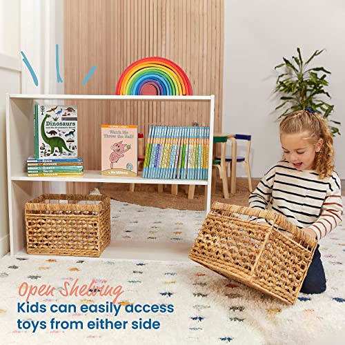 ECR4Kids Streamline 2-Shelf Double-Sided Storage Cabinet, 30in, Double-Sided Display, White Wash