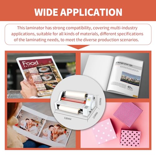 V350 Cold Hot Roll Laminator,350mm Laminating Machine,Single & Double Sided Thermal Laminator for Paper Card PVC Foil,Etc.,Digital Display & Temperature Control for Home Commercial Office School,700W