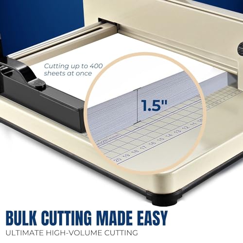 Flexzion Guillotine Paper Cutter 12" A4 Professional Industrial Heavy Duty Scrapbooking Metal Base Trimmer Machine 400 Sheet Capacity for Office Commercial Photocopy Printing Shop
