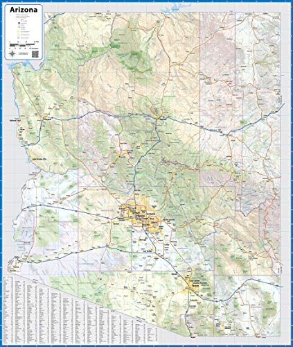 Arizona Laminated Wall Map (42” Wide by 50” high)